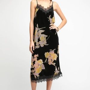 New Band of Gypsies Black Floral Velvet Dress Sz M